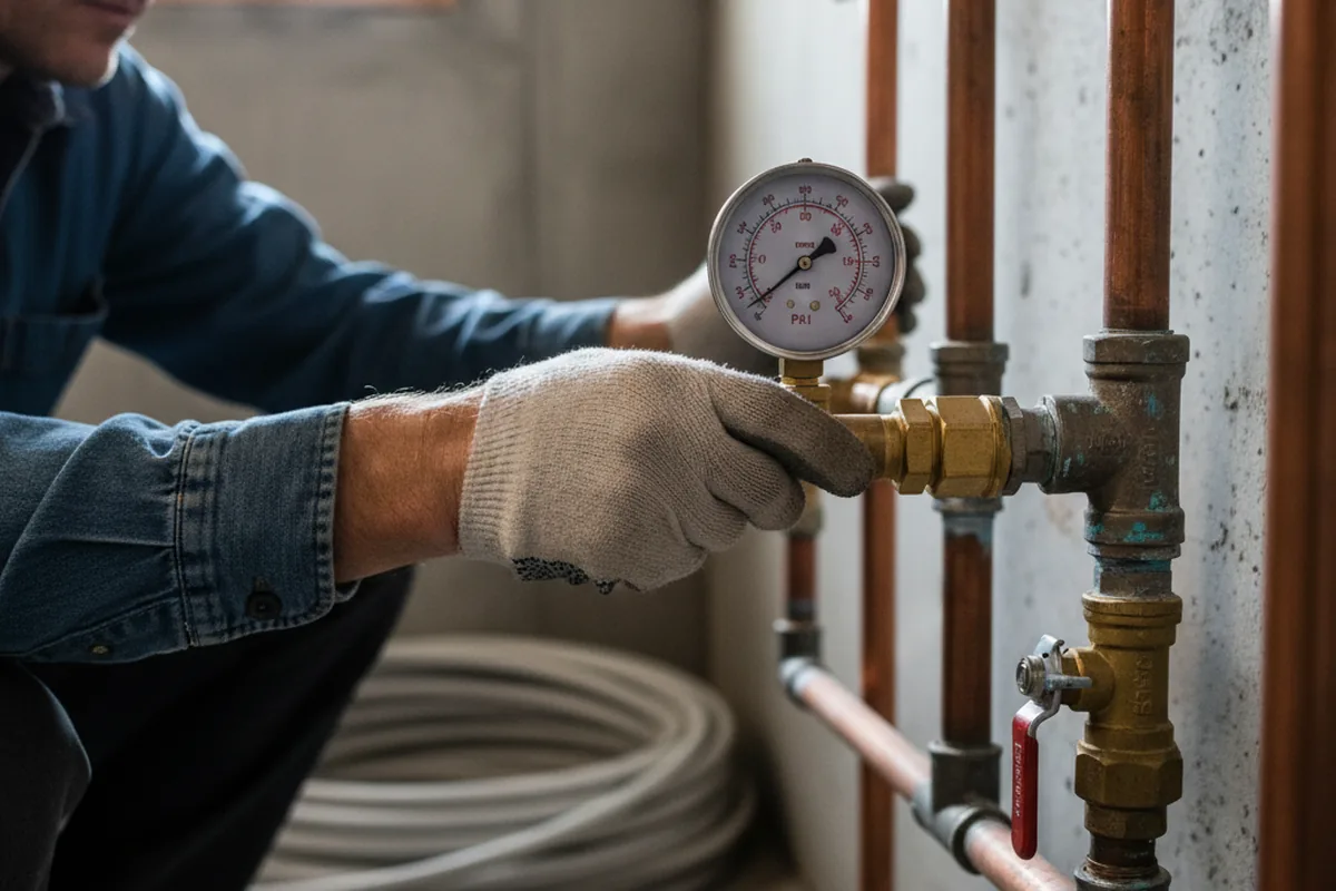 Pressure testing a repaired line during Water Line Repair in Red Oak